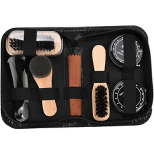 8 Pcs Shine Polish Brushes Cylinder Box Kit Shoe Care Tool Shoe Brush Professional Wooden Brushes Set Home Cleaning Accessories