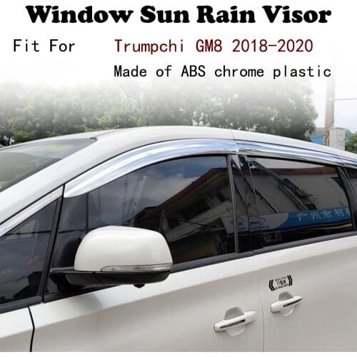 ABS Chrome plastic Window Visor Vent Shades Sun Rain Guard car accessories For Trumpchi GM8 2018-2020