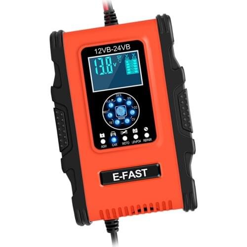 Car Battery Charger Fast Power Automatic Charging with Cable Clamps