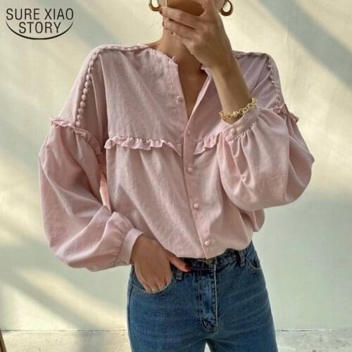 White Tops Autumn Long Sleeve Blouse Women O-neck Korean Tops Stitching Shirt Chic Loose Blouse All-match Fashion Clothing 11011