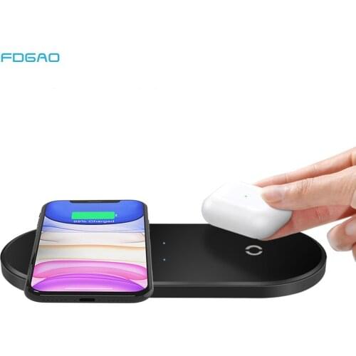 20W 2 in 1 Qi Wireless Charger For iPhone 12 11 XR X 8 Airpods Pro Dual Fast Charging Pad for Samsung S20 S10 Buds Huawei Xiaomi