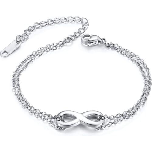 Stainless Steel Bracelet Family Daughter Children Jewelry Link Chain Women Simple design Love Bracelets Double Hearts