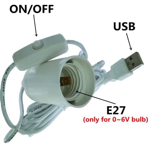 E27 lamp holder USB interface 6V bulb use USB power supply USB Connect to E27 Lamp holder