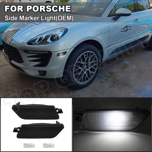 For 2014-2020 Porsche Macan Smoked Clear Lens Front Bumper OEM Side Marker Light White Halogen Bulbs OEM#L 95B945119&R 95B945120