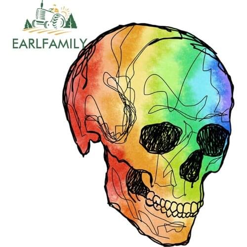 EARLFAMILY 13cm x 9.9cm For Gay Pride Skull Car Motorcycle Stickers Auto Air Conditioner Decal Fashion DIY Car Accessories