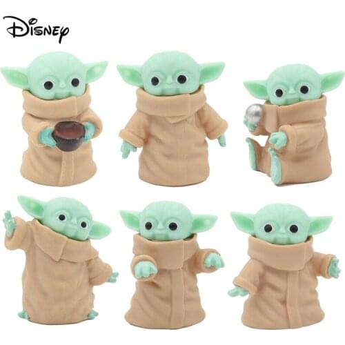 6pcs/set Star Wars Mandalorian Yoda Baby Cartoon Collection Action Figure Children Cute Model Mini Decorative Dolls Toy Gift