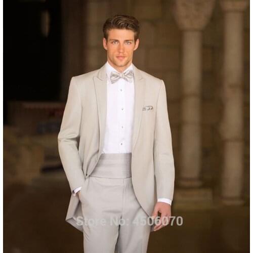 Italian Beige Mens Wedding Suits Tailcoat Groom Wear Tuxedos Slim Fit Bridegroom Suits Terno Costume Homme 2Pcs Jacket Pants