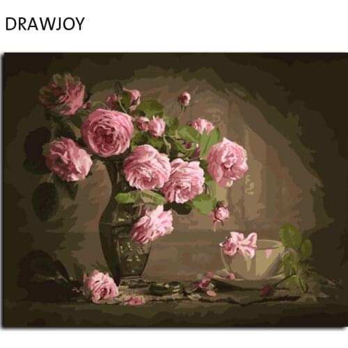 DRAWJOY Hot Selling Framed Picture Flower Acrylic Oil Painting By Numbers Home Decor For Living Room 40*50cm GX7814 Wall Art