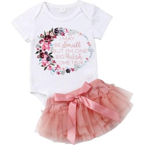 Summer Newborn Infant Baby Girl Romper Tutu Dress Sets 2Pcs Outfits Clothes Bodysuit Toddler Girl Clothes Cotton O-neck