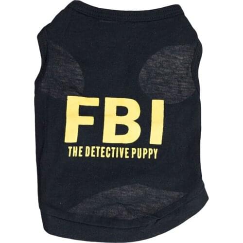 100% Cotton FBI Costume Yorkshire Terrier Clothes T Shirt For Dogs Small Dog Clothes Summer Ropa Para Pug Koszulka Dla Psa