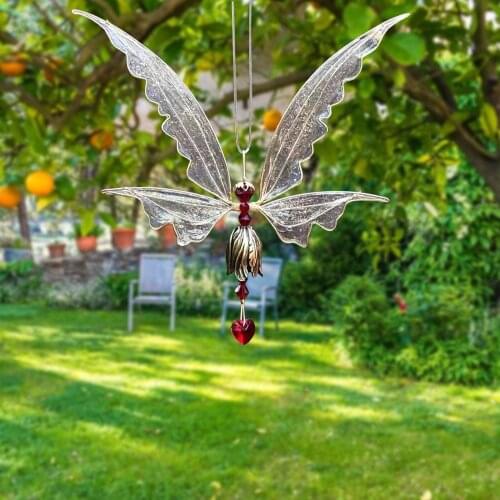 Creative Household Metal Wind Chime, Funny Bedroom Balcony Children Room Angel Butterfly Wings Shape Windbell Hanging Ornament