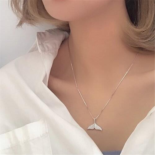 Whale Tail Pendant Boho Necklace for Women Dolphin Fishtail Choker Colar Mermaid Silver Necklaces Jewelry Accessories