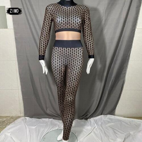 Fashion Rhinestones Plaid Jumpsuit Women Birthday Party Bodysuit club Singer One Piece Wear Black White Stretch designer Clothes