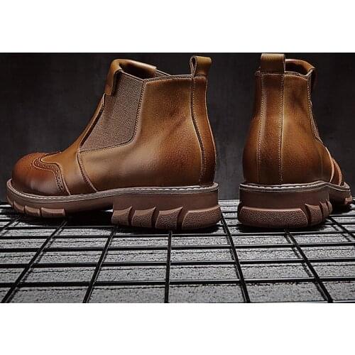 2021 New Mens Plus Cashmere Martin Boots Mens Casual Warm Cotton Boots Fashion Trend Chelsea Boots Leather Boots