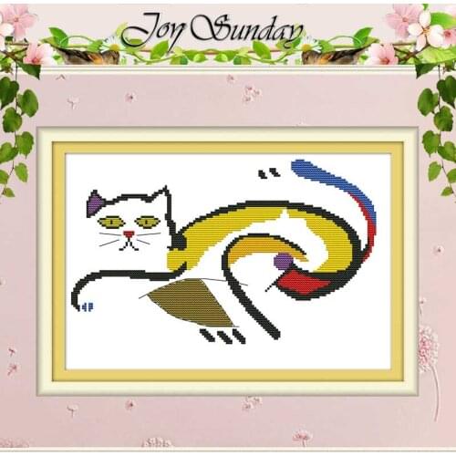 The frightened fat cat patterns counted 11CT 14CT Cross Stitch Set animals DIY Cross-stitch Kit Embroidery Needlework Home Decor