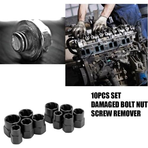 10pcs Set Damaged Bolt Nut Screw Remover Tool Kit Extractor Removal Tools