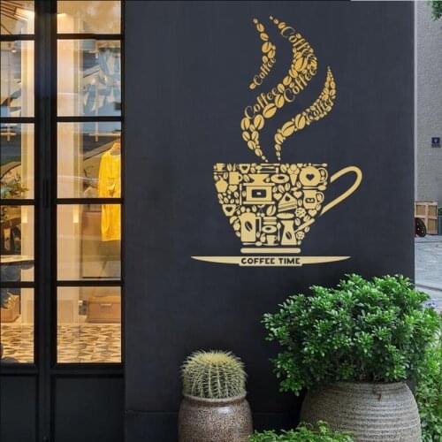 Coffee Shop Sticker Bean Decal Cafe Cup Poster Vinyl Art Wall Decals Decor Mural Break Coffee Sticker