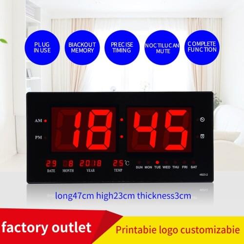 2020 Hot Sale Nordic Digital LED Perpetual Calendar Electronic Clock Living Room Wall Clock Luminous Silent Calendar Clock