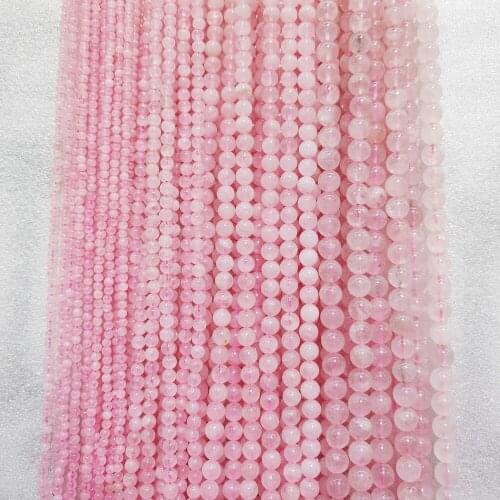 Natural stone powder spar loose beads Semi-finished powder crystal beads 4-12mm necklace DIY bracelet accessories 39cm