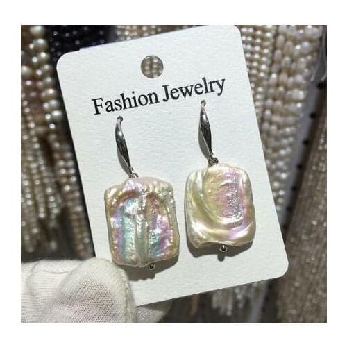 New Arrival Favorite Pearl Earring Perfect 15-20mm Square Freshwater Pearl Tibetan Silver Earring Fine Jewelry Women Gift