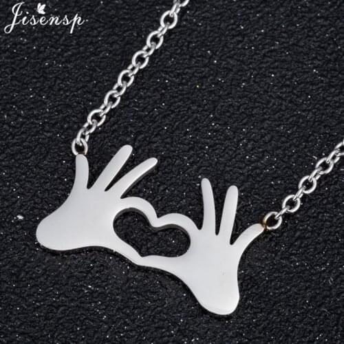 2021 Hip Hop Jewelry Rock Hand Gesture Pendant Necklace Punk Stainless Steel Long Chain Necklaces for Women Men naszyjnik