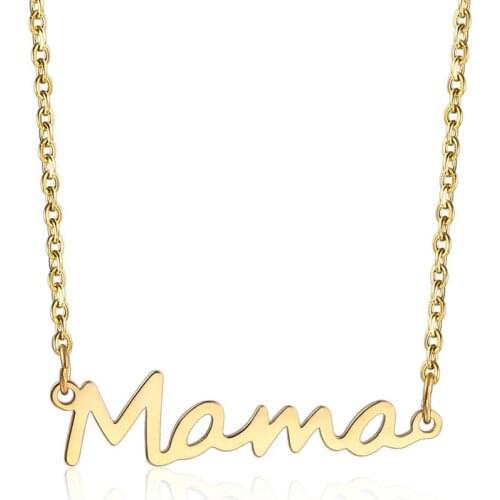 Mothers Day Mama Letter Pendant Necklace Fashion Stainless Steel Clavicle Chain Choker Personality Jewelry Gift 3 Colors