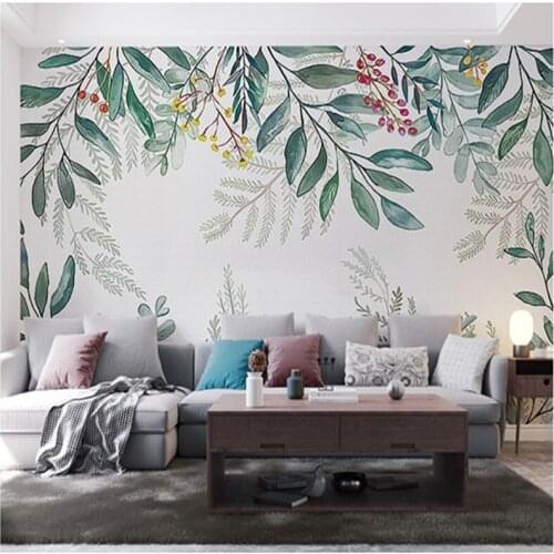 Custom 3D Canvas Hand Painted Modern Creative Tropical Plants Flowers Theme Business Home Background Wallpaper