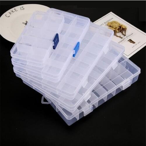 24 Slots Plastic Storage Jewelry Box Compartment Adjustable Container for Beads Earring Box for Jewelry Rectangle Box Case
