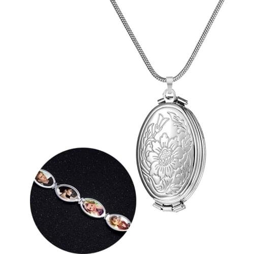 Expanding Photo Locket Necklace For Women Men Romantic Flower Necklace Memorial Gifts
