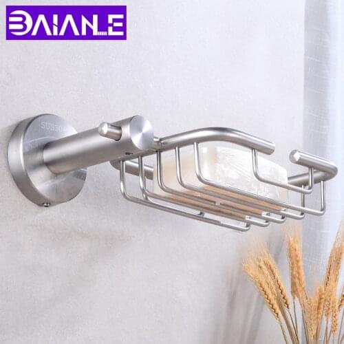 Draining Soap Dish Storage Holder Stainless Steel Bathroom Soap Holder Shower Wall Mounted Bathroom Shelf Soap Dishes Box Basket
