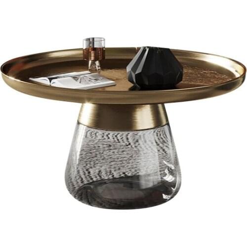 Light luxury coffee table simple style glass small round table living room furniture designer corner