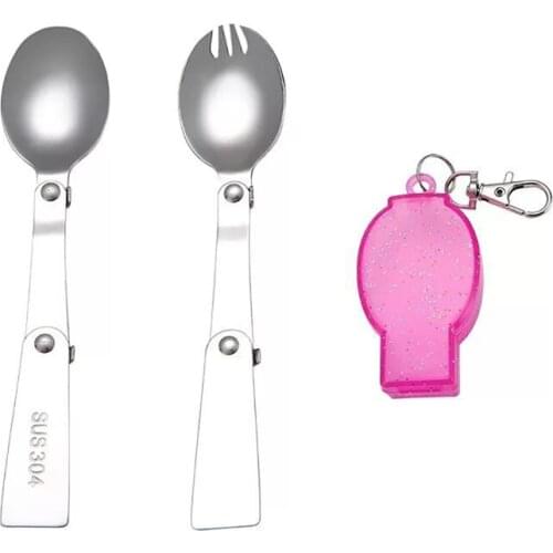 Outdoor Folding Travel Camping Utensil Stainless Pocket Spoon Fork Super Small Foldable Spoon Fork Camping Picnic Tool
