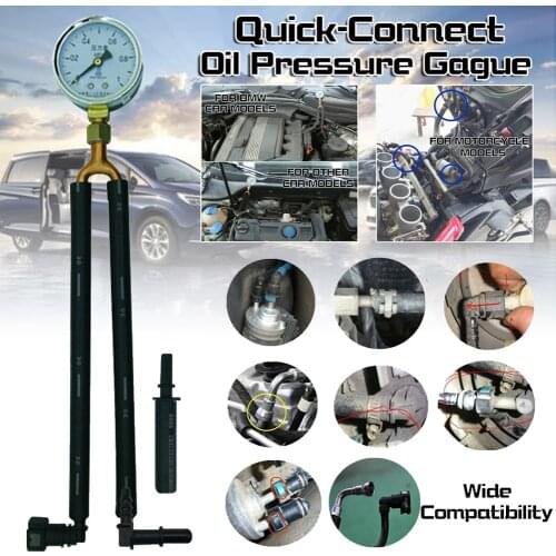 General Automobile Gasoline Pressure Gauge Oil Pressure Gauge Fuel Pressure Gauge Test Gasoline Pressure Tool Quick-Connect