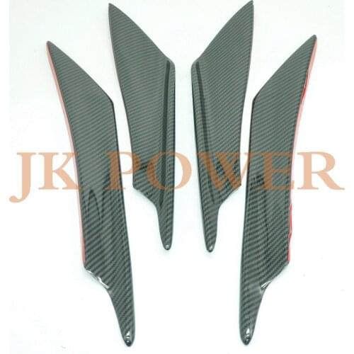 Universal Racing Black Fit Carbon Fiber Style Front Bumper Lip Diffuser Splitter Fins Body Spoiler Canards Valence