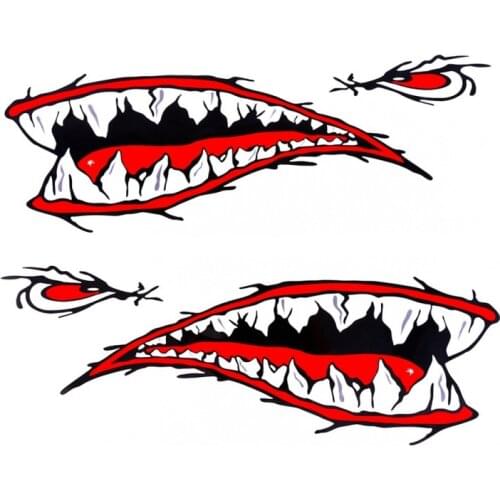 2PCS Waterproof DIY Funny Rowing Kayak Rowing Boat Shark Teeth Accessories Mouth Sticker Vinyl Decal Sticker New