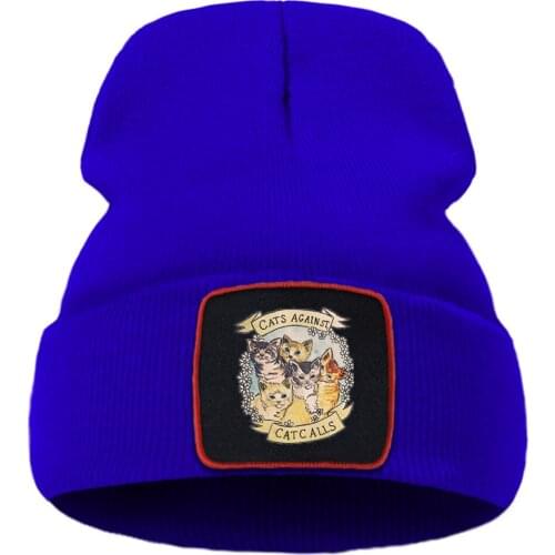 Cats Against Catcalls Funny Printed 2020 Knitted Caps Soft Warm Winter Hat Outdoor Hip Hop Unisex Caps Comfort Creative Caps