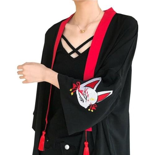 Japanese Kimono Cardigan Women Sunscreen Clothes Gothic Kawaii Cover Up Black Shirts Vintage Ulzzang Girls Tops Harajuku Blouses
