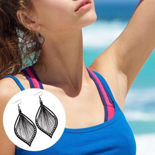 Women Ethnic Stud Ear Ring Pendants Fashion Jewelry Bohemian Weave Leaf Earrings Women Exaggerated Eardrop