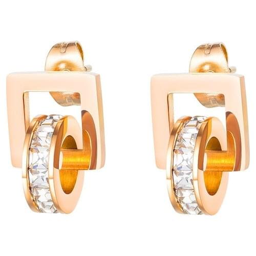 POTCET Korea 2021 New Trend Fashion Womens Gold Stainless Steel Square Earrings Geometric Trend Earrings Free Shipping Jewelry