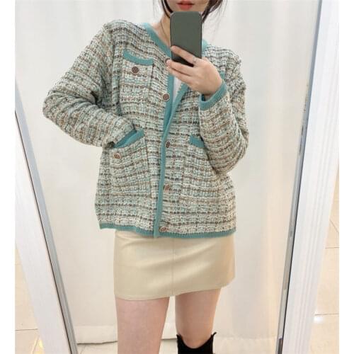2021 New Women Cardigans Coat Single-breasted Pocket Cardigans Women Vintage Elegant Kintted Sweater Women Fashion Coat Outwear