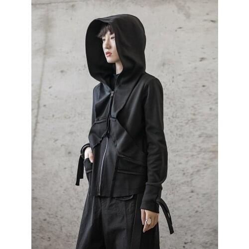 Owen seak Women Cotton Coats Hoodies Sweatshirts Jackets High Street Clothing Winter Dust Women Coats Windbreaker Black Jacket