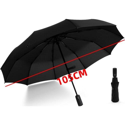 105cm Ten Bones Fully Automatic Umbrella Fold Men Women Business Sunny Umbrella 3-folding Advertising Umbrella