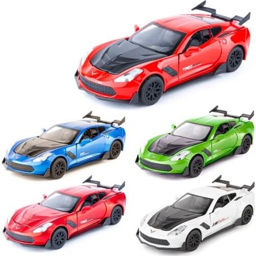 1:32 high simulation Corvette alloy pull back car model childrens sound and light toy car ornaments for children gifts