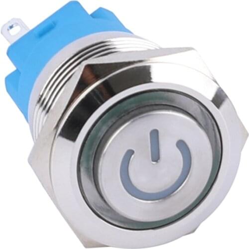 12/16/19MM Waterproof High Head 1NO1NC Momentary Latching LED lighted Power Button Metal Push Button Switch 3V 5V 12V 24V 220V