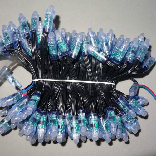 128pcs/string TM1804 LED smart pixel nodes,DC12V input;IP68 rated;epoxy resin filled;RGB full color;all BLACK wire