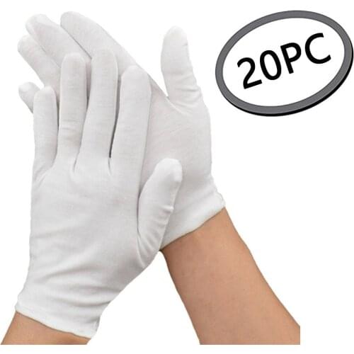 20pc Skid proof Gloves Medium Thick White Cotton Sweat-proof Breathable Elastic White Outdoor Gloves Protect Your Hands 20MAR26