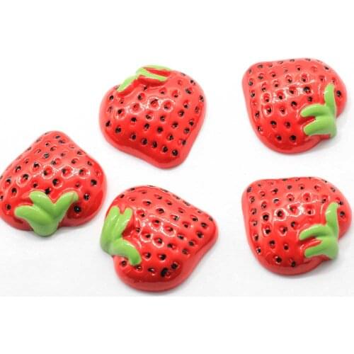 25mm Flatback Fruit Strawberry Miniature Food Resin Cabochon Jewelry Findings Ornament Accessories Girl Hair