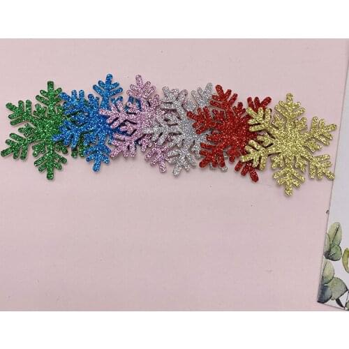 3.5cm 40pcs/lot Glitter snowflake Padded Appliques for Children Headwear Hair clip Accessories and Garment Accessories