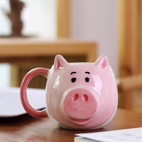 350ML Cute Pig Coffee Mug Creative Cartoon Ceramic Cup with Handle Personalized Office Cup Mugs Coffee Cups