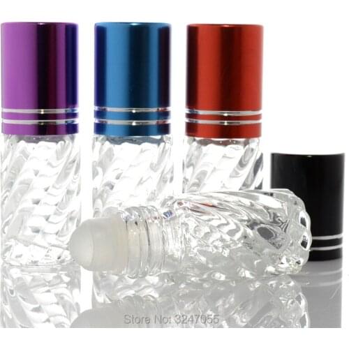 5ML 20pcs 50pcs Empty Glass Roll On Perfume Bottle, Cosmetic Essential Oil Refillable Container, Portable Women Perfume Package